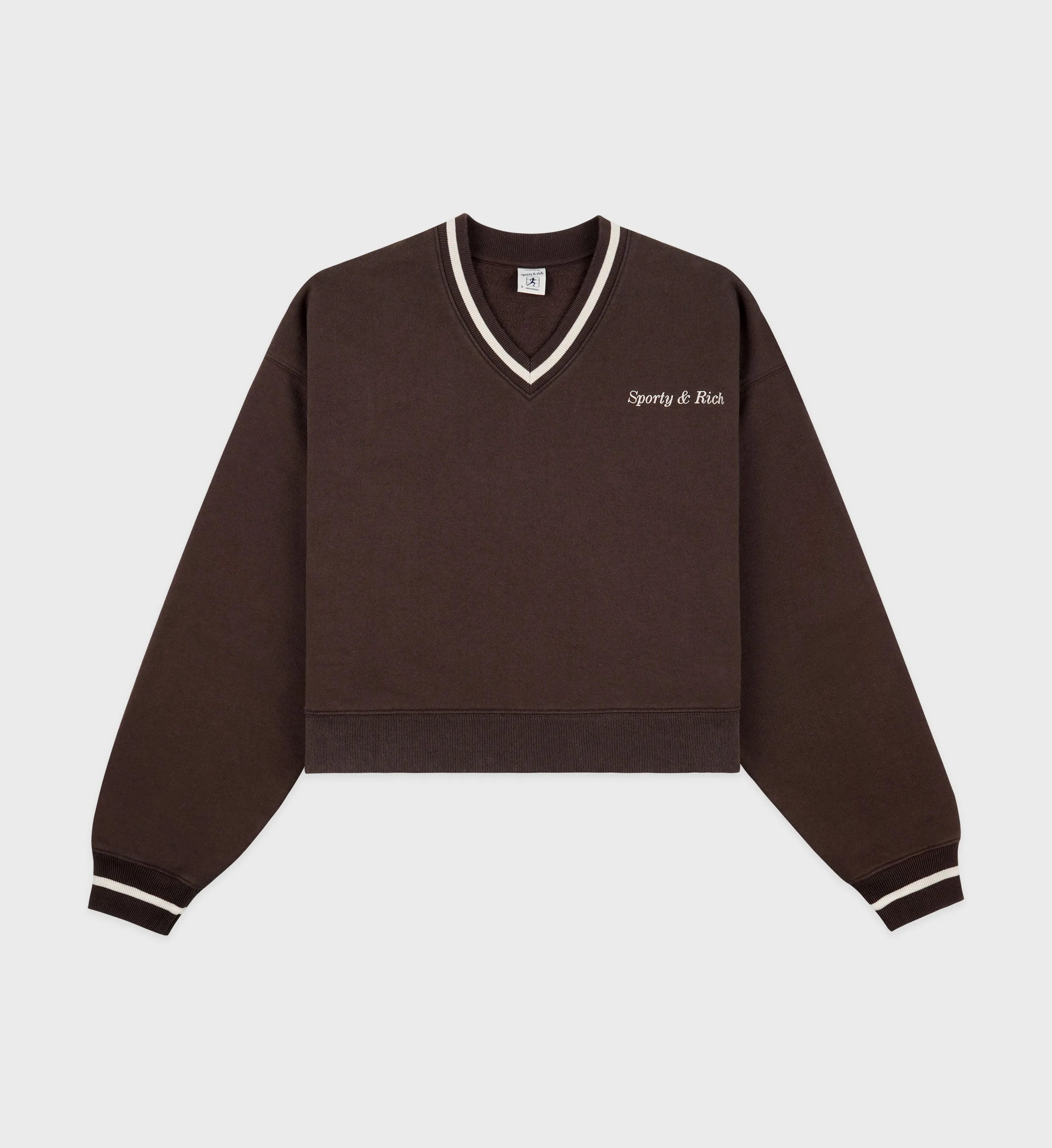 トップス Logo Embroidery V-neck Sweatshirt Classic Logo Embroidered V-Neck Sweater - Chocolate | Parallel