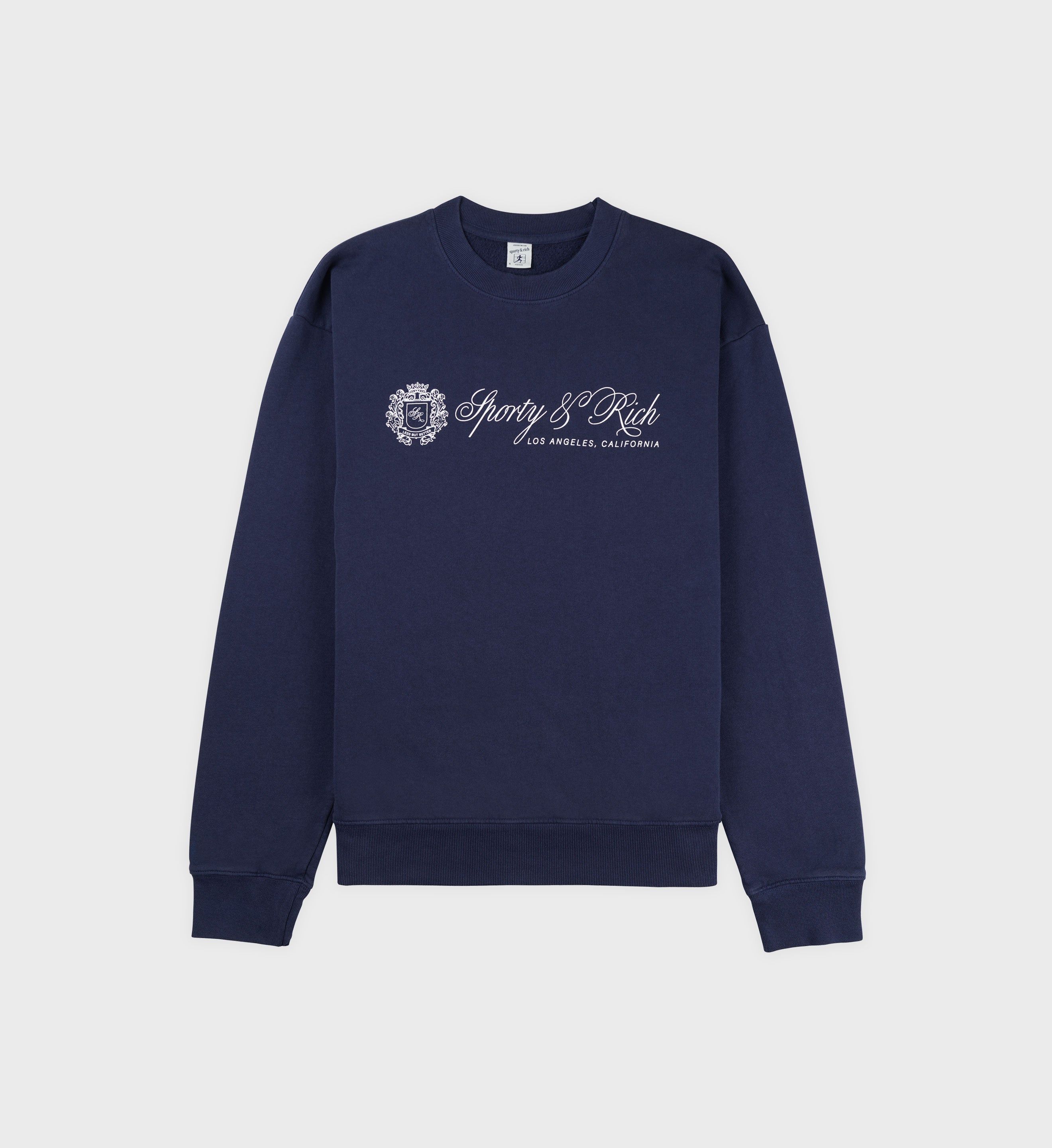 Regal Crewneck - Navy/White sold by Sporty and Rich