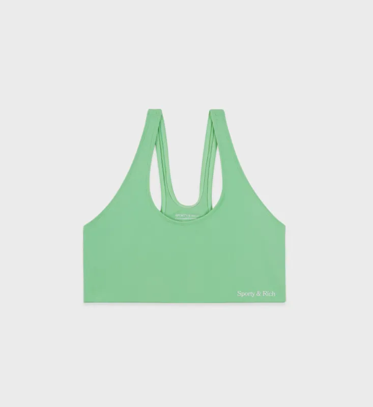 Serif Logo Sports Bra - Washed Kelly/White sold by Sporty and Rich