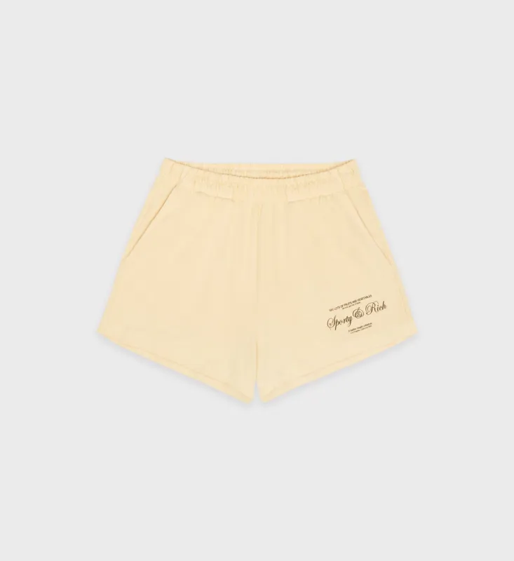 Script Logo Disco Short - Almond/Black sold by Sporty and Rich