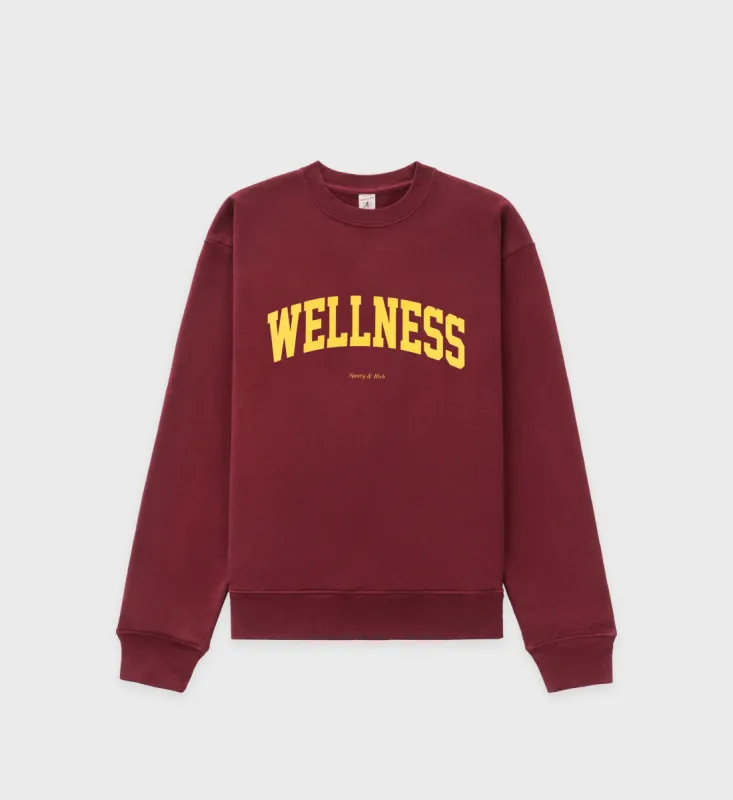 Wellness Ivy Crewneck - Merlot/Gold sold by Sporty and Rich