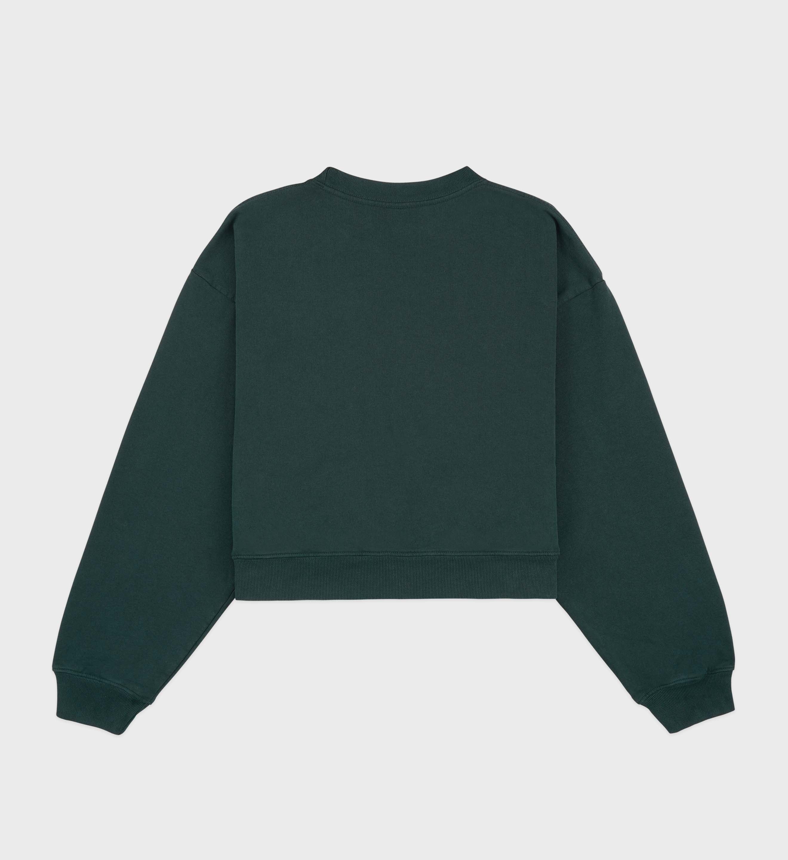 Vendome Cropped Crewneck - Forest/White sold by Sporty and Rich product image thumbnail 2