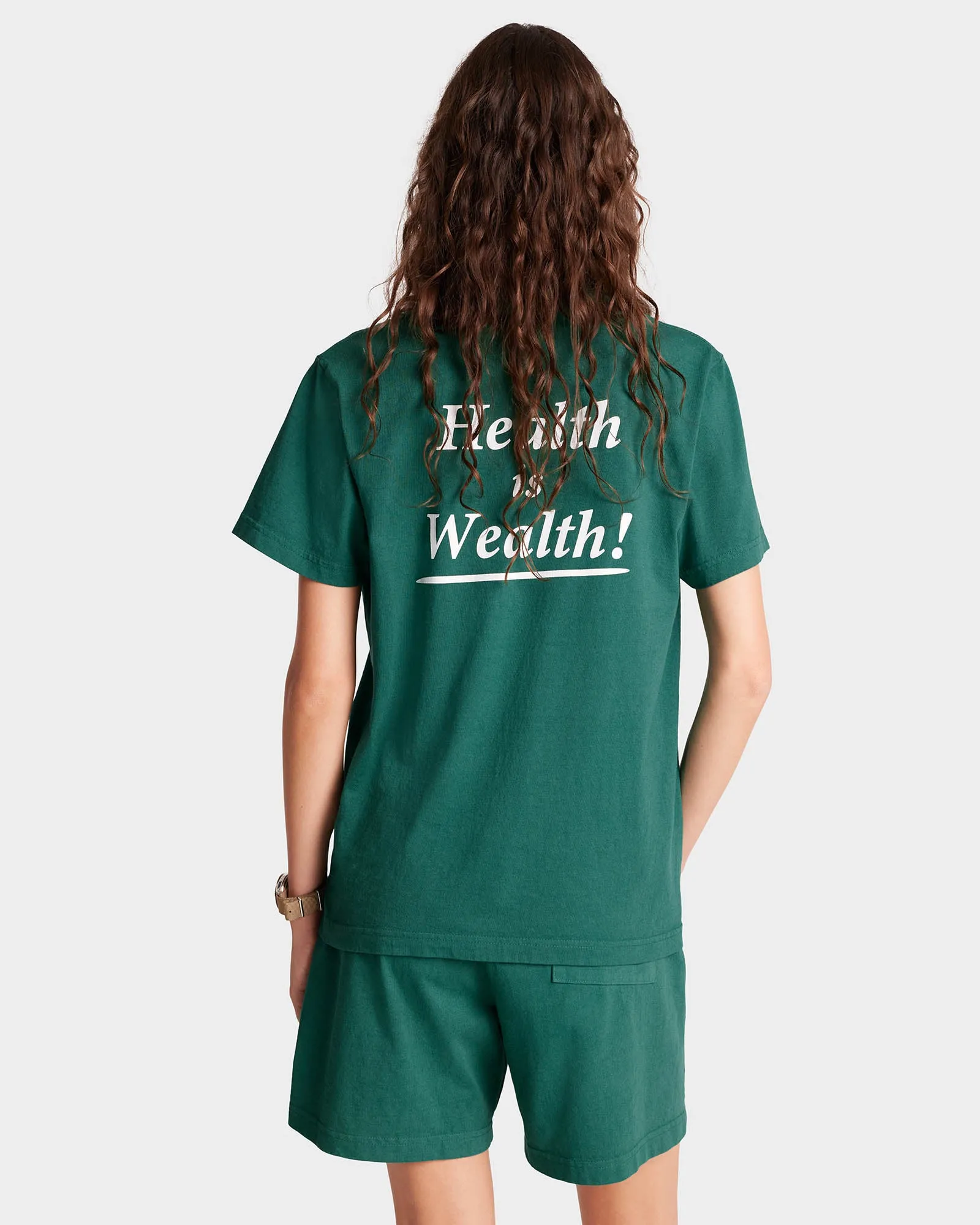 Health Is Wealth T-Shirt - Alpine/White sold by Sporty and Rich product image thumbnail 5