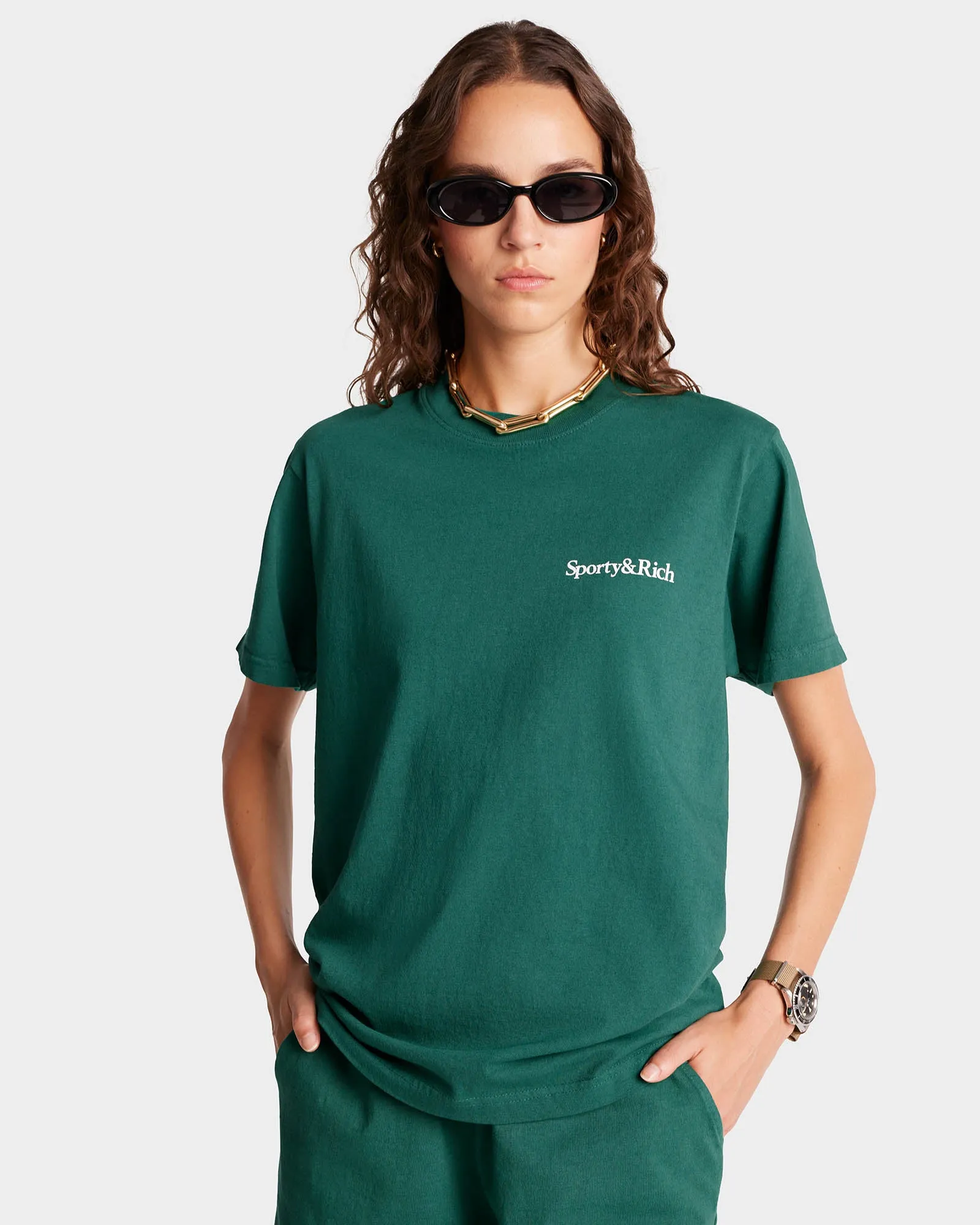 Health Is Wealth T-Shirt - Alpine/White sold by Sporty and Rich product image thumbnail 4
