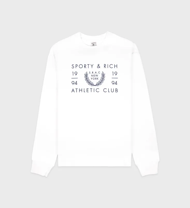 SRAC Crewneck - White/Navy sold by Sporty and Rich
