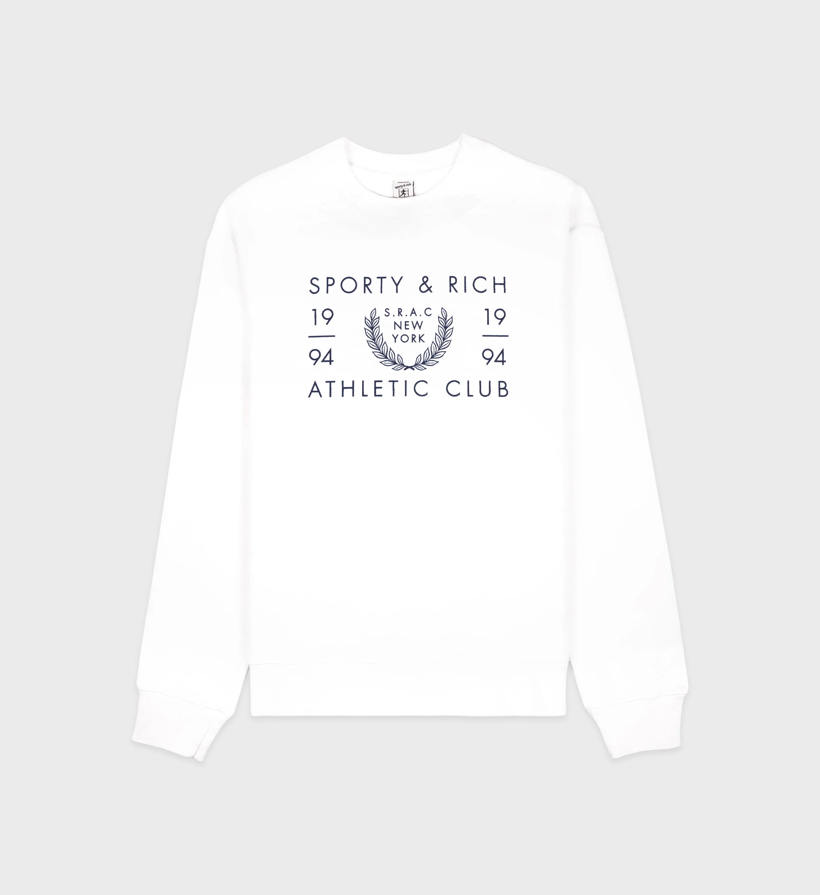 SRAC Crewneck - White/Navy sold by Sporty and Rich