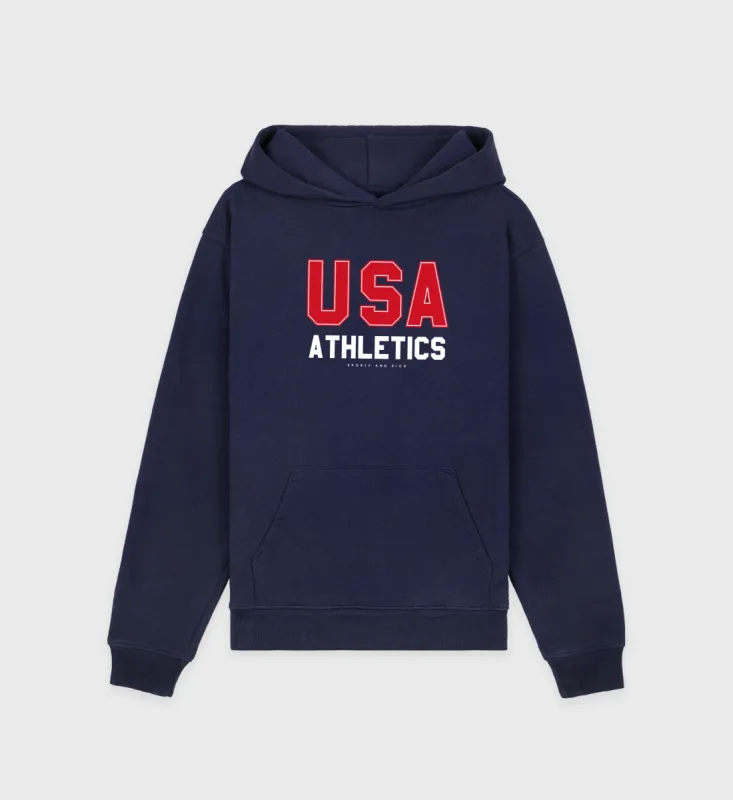 USA Athletics Hoodie - Navy/Sports Red/White sold by Sporty and Rich