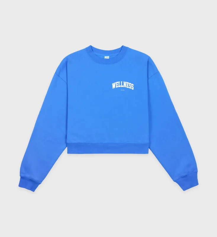 Wellness Ivy Cropped Crewneck - Ocean sold by Sporty and Rich