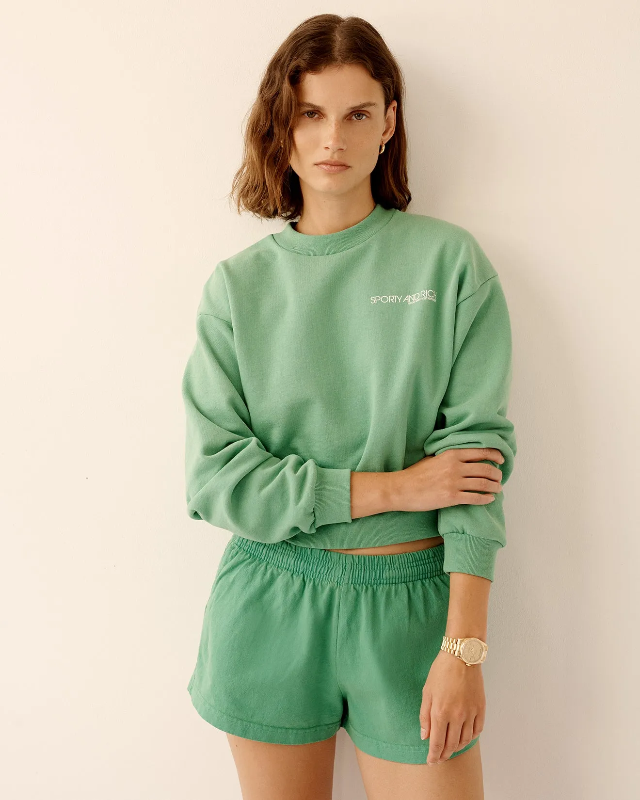 Disco Cropped Crewneck - Kelly sold by Sporty and Rich product image thumbnail 5