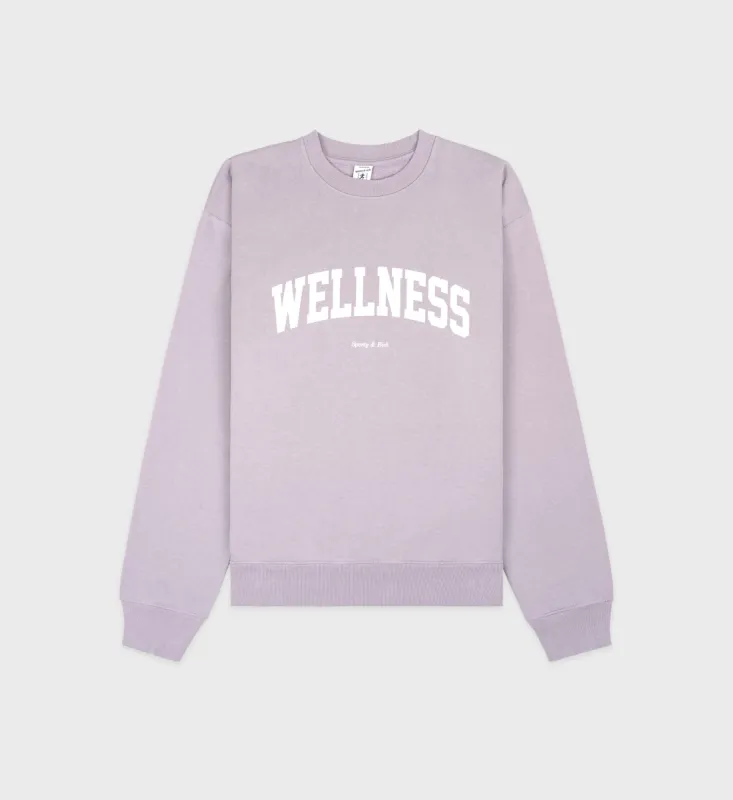 Wellness Ivy Crewneck - Faded Lilac/White sold by Sporty and Rich
