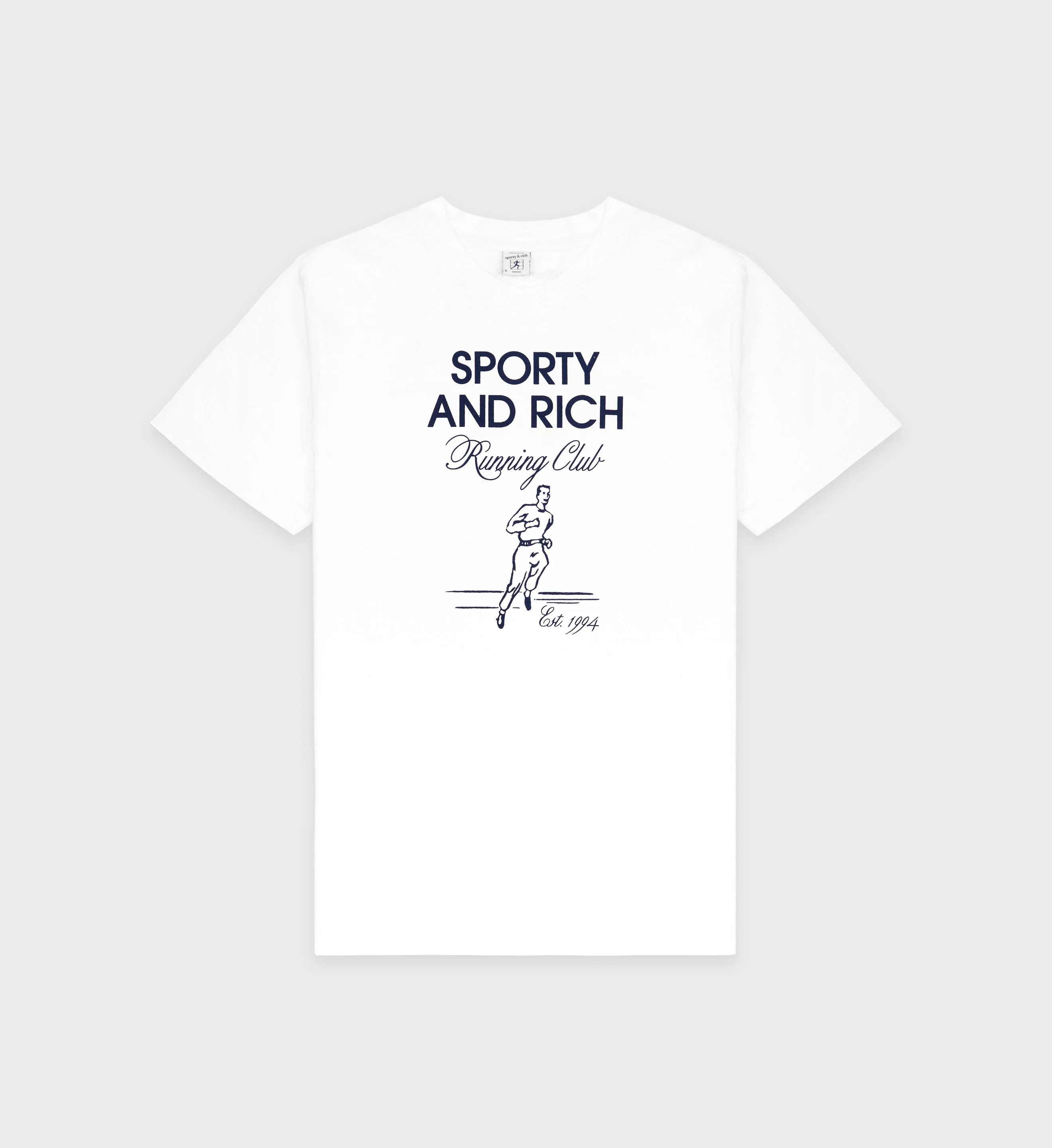 Running Man T-Shirt - White/Navy sold by Sporty and Rich