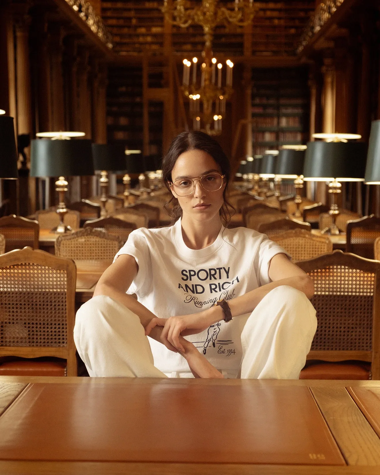 Running Man T-Shirt - White/Navy sold by Sporty and Rich product image thumbnail 5