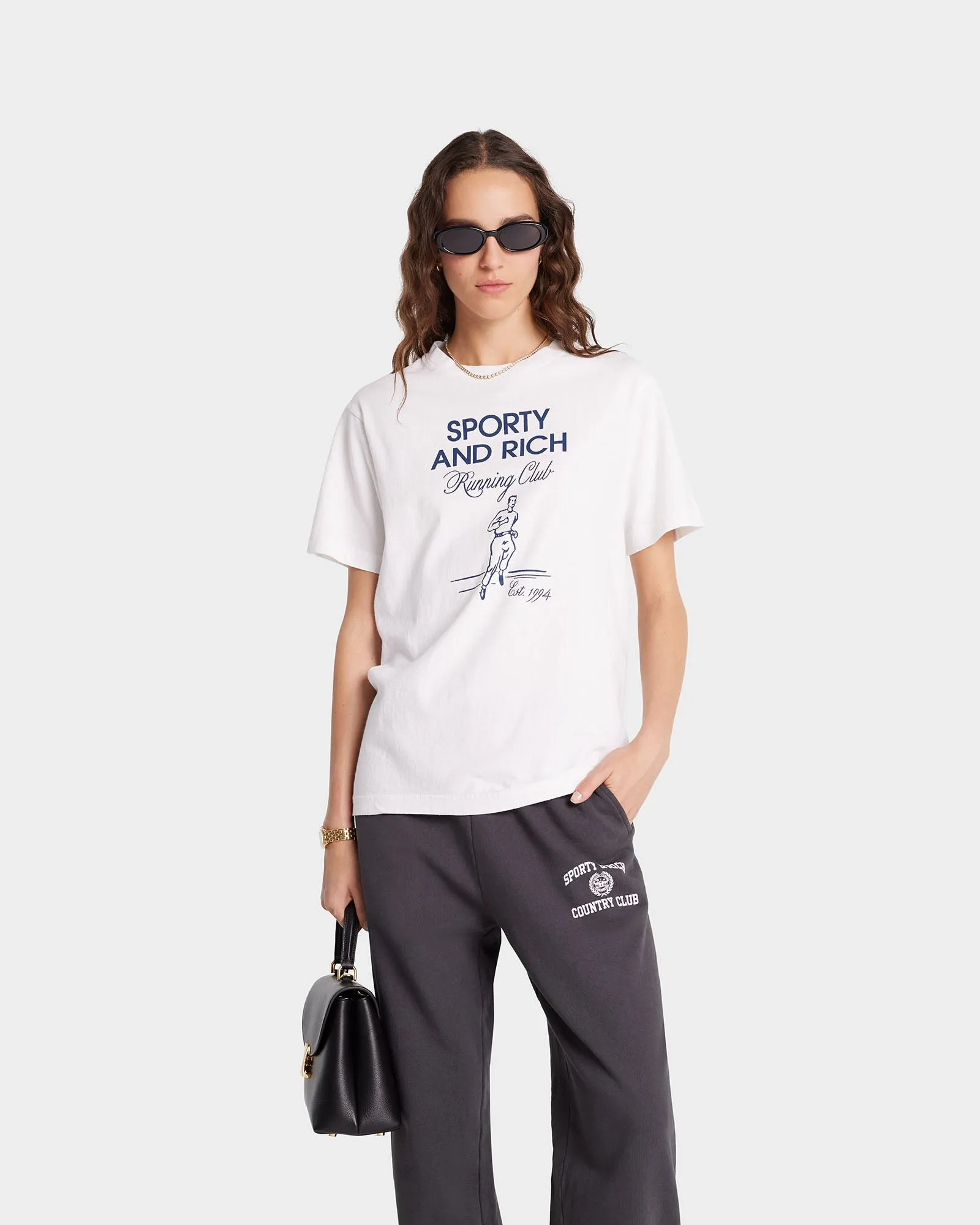 Running Man T-Shirt - White/Navy sold by Sporty and Rich product image thumbnail 4