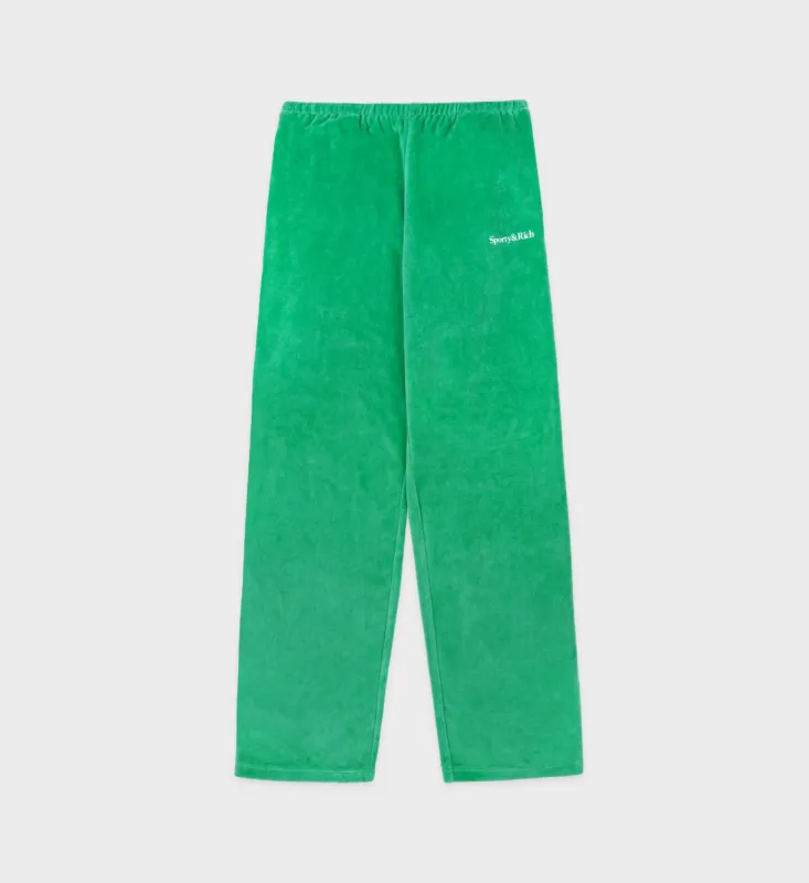 Health Ivy Velour Sweatpant - Verde/White sold by Sporty and Rich