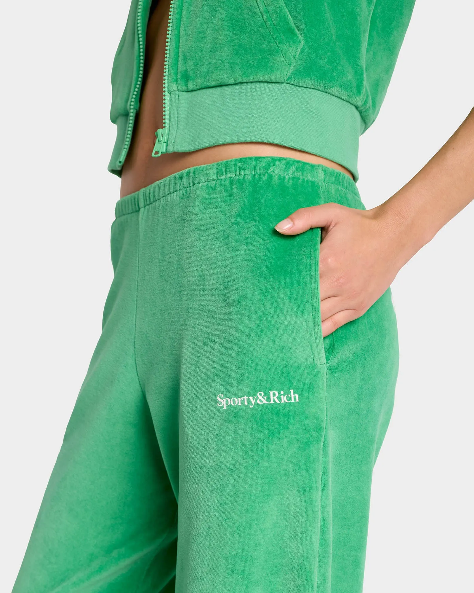 Health Ivy Velour Sweatpant - Verde/White sold by Sporty and Rich product image thumbnail 4