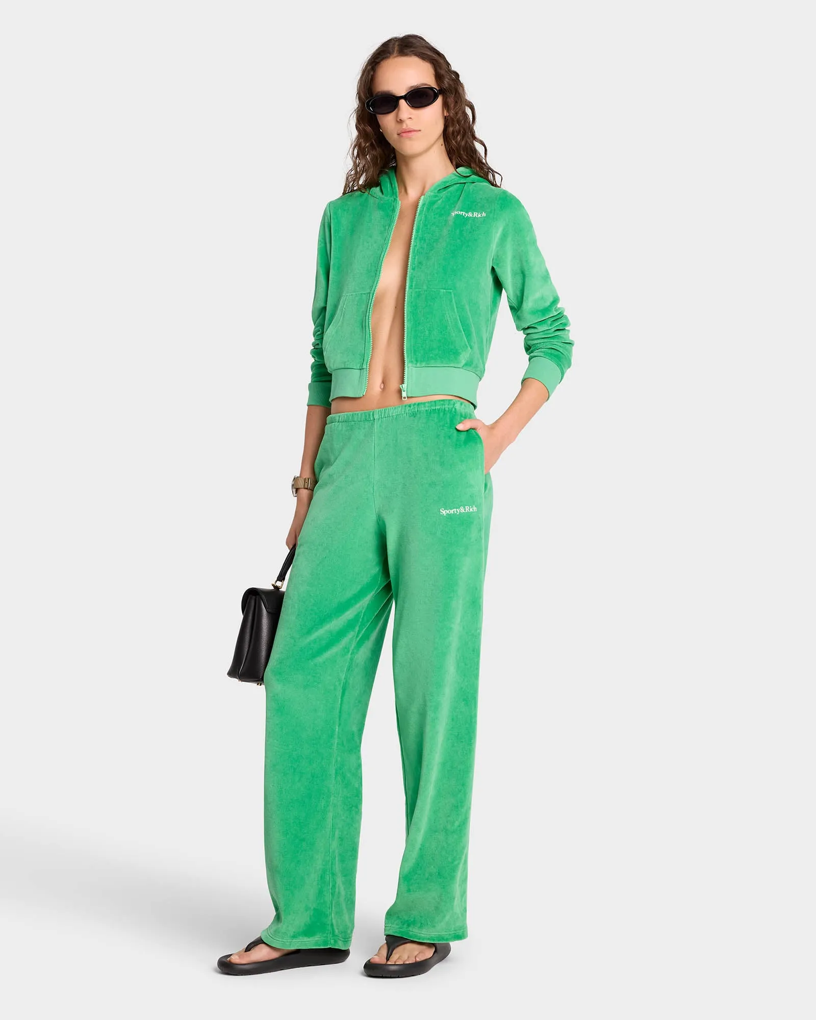 Health Ivy Velour Sweatpant - Verde/White sold by Sporty and Rich product image thumbnail 3