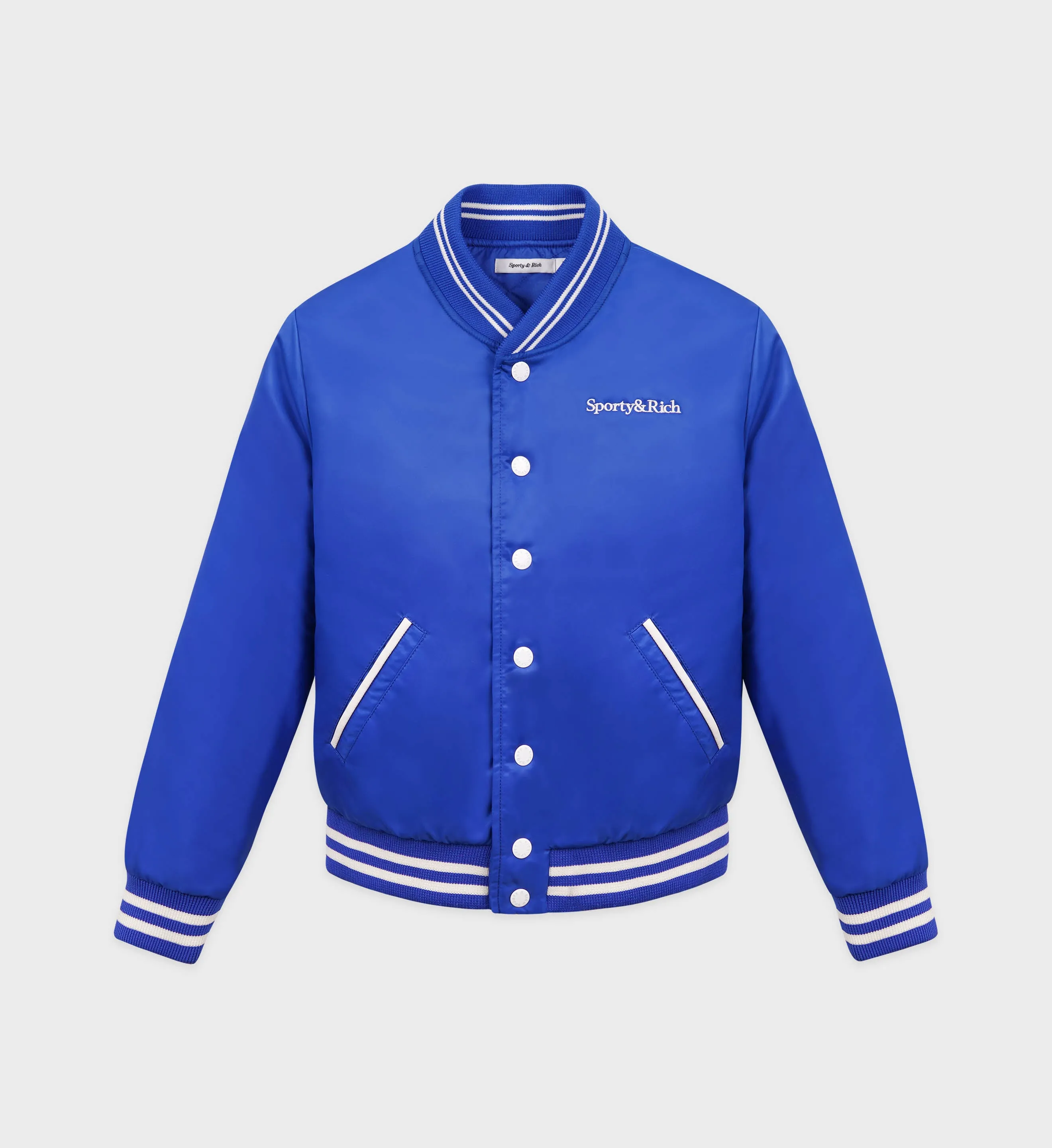 Wellness Club Varsity Jacket - Imperial Blue/White sold by Sporty and Rich