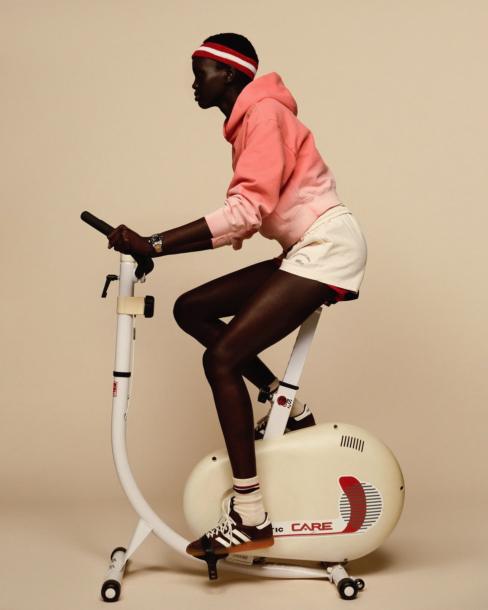 Serif Logo Cropped Hoodie - Dip Dye Pink/White sold by Sporty and Rich product image thumbnail 5