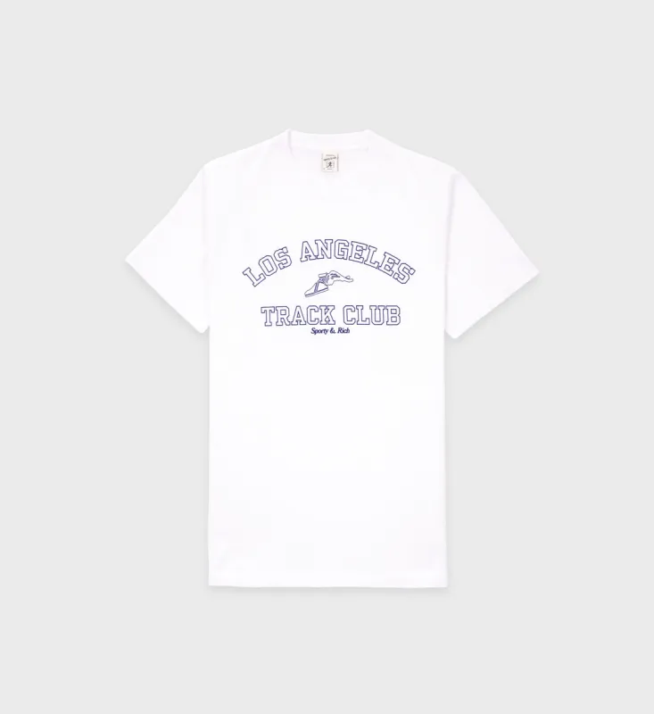 Track Club T-Shirt - White/Navy sold by Sporty and Rich