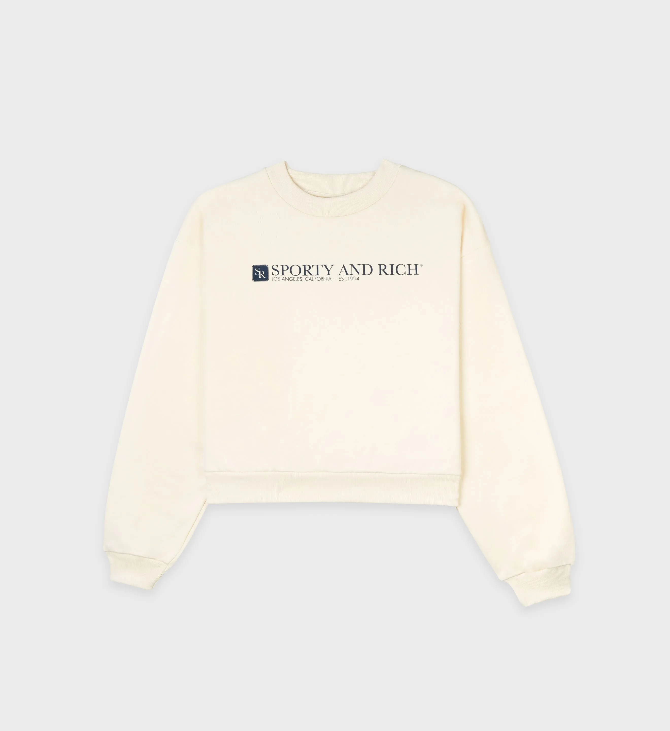 94 Cropped Crewneck - Cream sold by Sporty and Rich