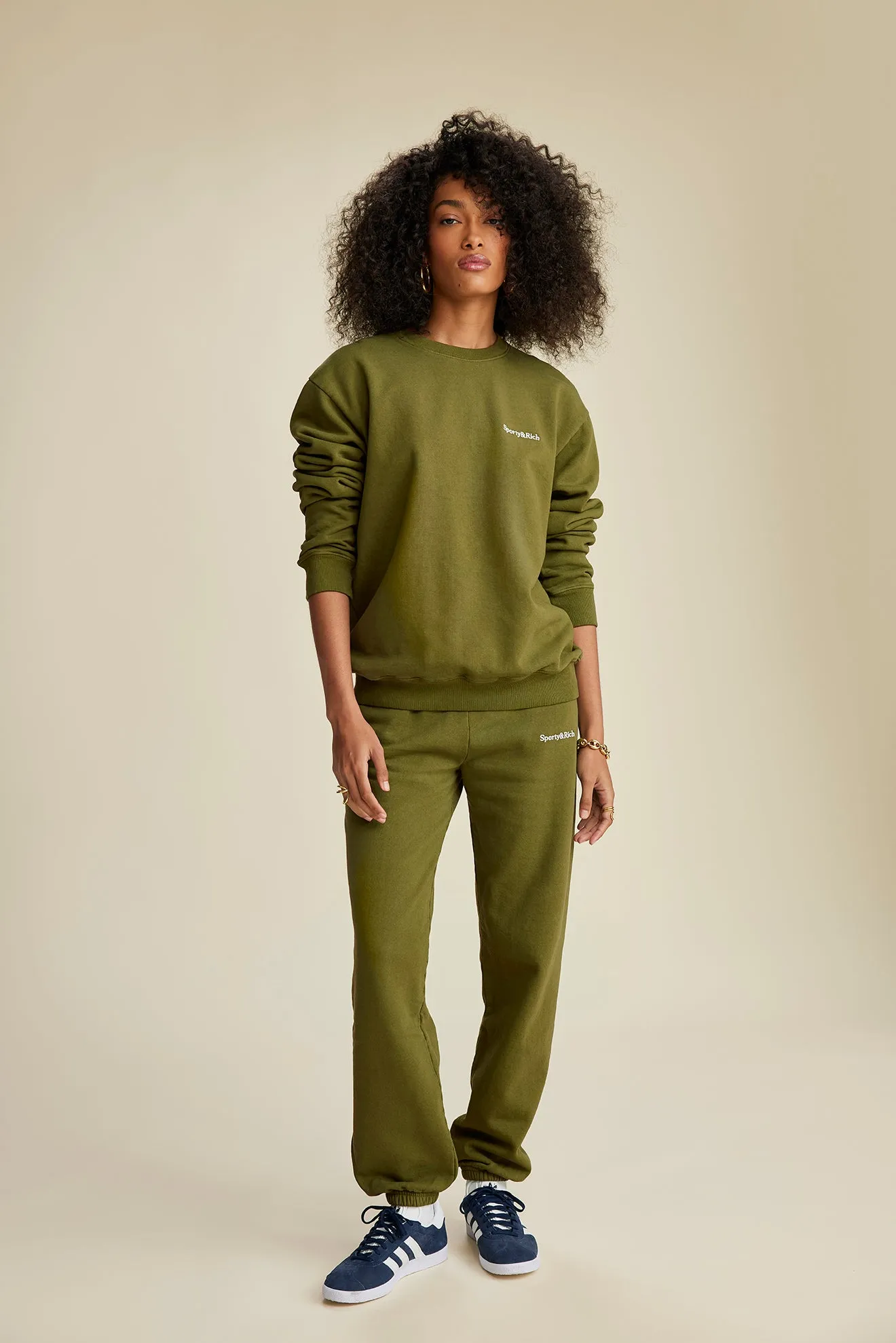 Serif Logo Sweatpant - Army sold by Sporty and Rich product image thumbnail 5