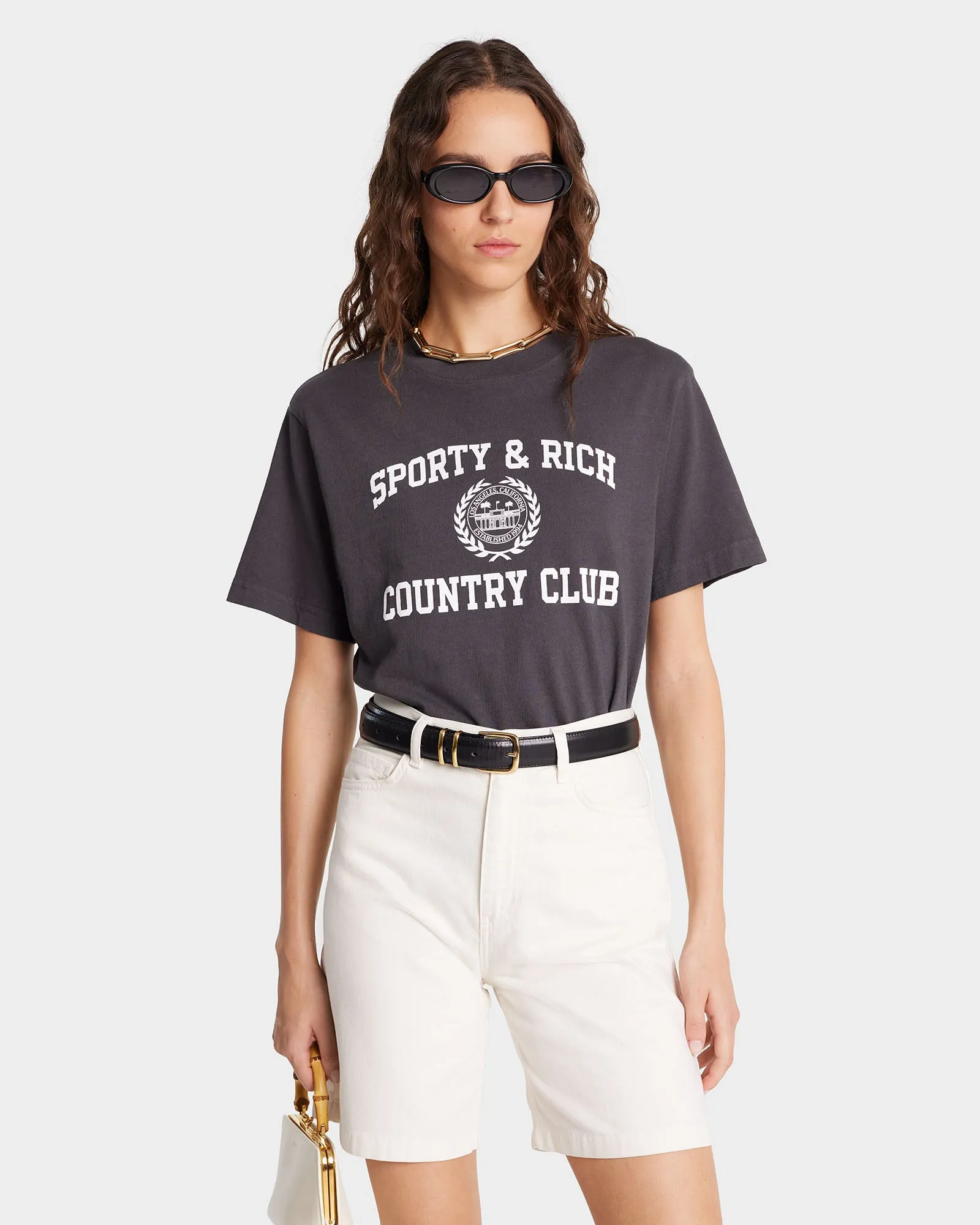 Varsity Crest T-Shirt - Faded Black/White sold by Sporty and Rich product image thumbnail 4