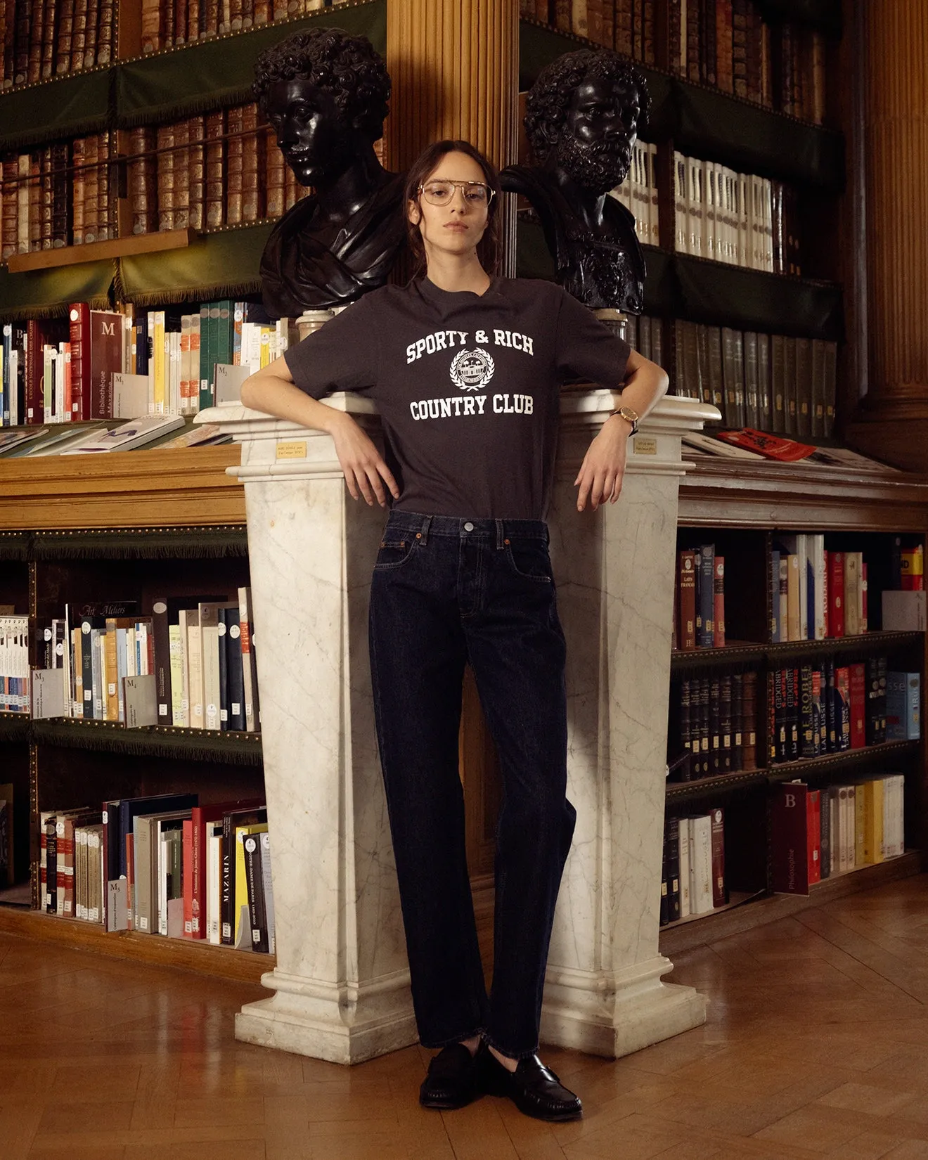 Varsity Crest T-Shirt - Faded Black/White sold by Sporty and Rich product image thumbnail 5