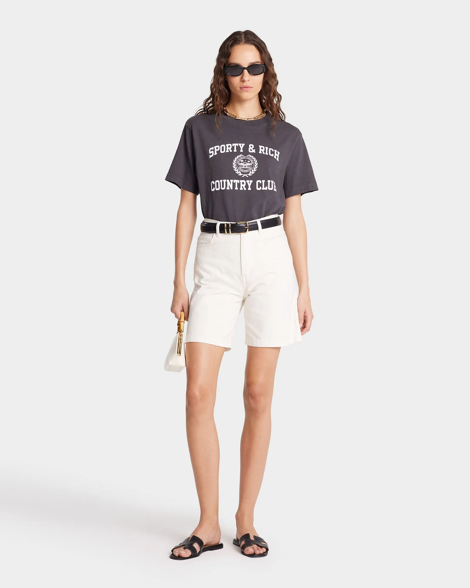 Varsity Crest T-Shirt - Faded Black/White sold by Sporty and Rich product image thumbnail 3