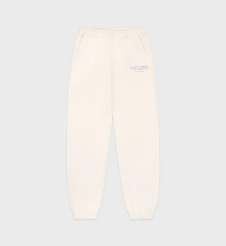 Club Sweatpant - Cream/Faded Lilac sold by Sporty and Rich