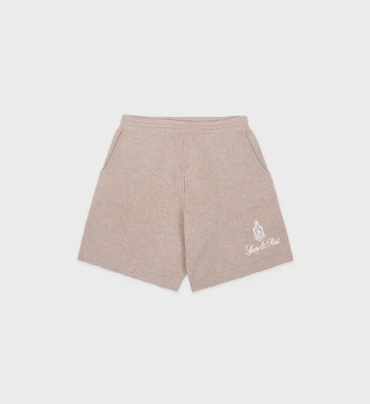 Vendome Cashmere Short - Oatmeal/White sold by Sporty and Rich
