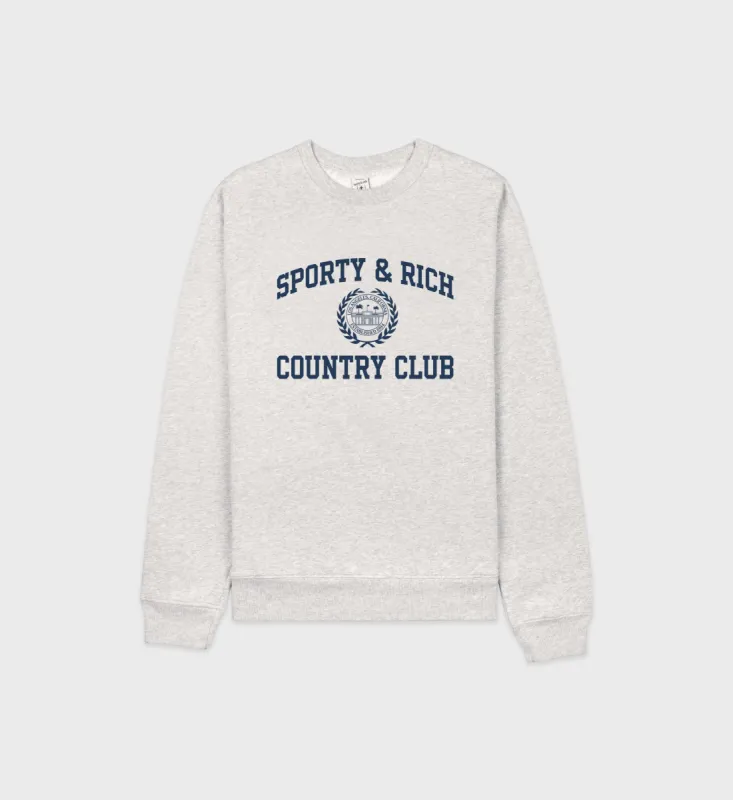 Varsity Crest Crewneck - Heather Gray/Navy sold by Sporty and Rich