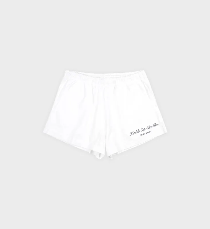 Hotel du Cap Cursive Disco Short - White/Navy sold by Sporty and Rich