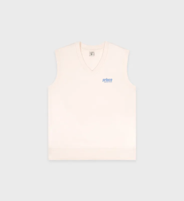 Prince Sporty V-Neck Vest - Cream/Bel Air Blue sold by Sporty and Rich