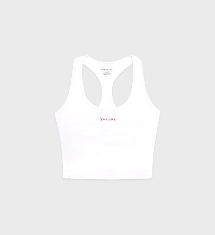 Serif Logo Sports Tank - White/Bright Red sold by Sporty and Rich