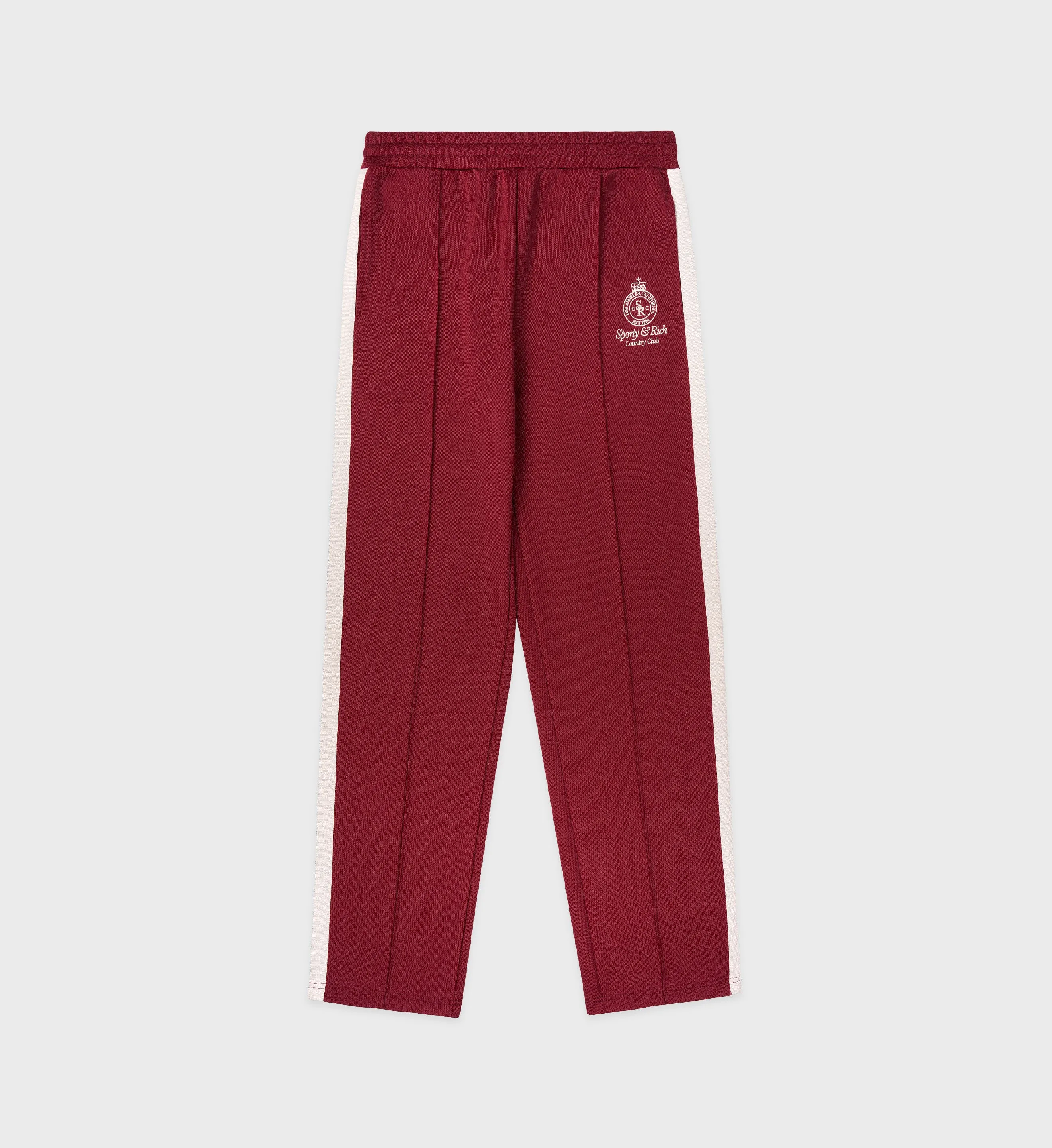 Crown Track Pants - Merlot/Cream/Navy sold by Sporty and Rich