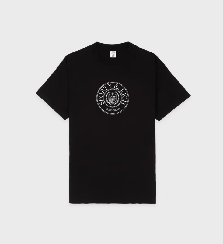 Connecticut Crest T-Shirt - Black/White sold by Sporty and Rich