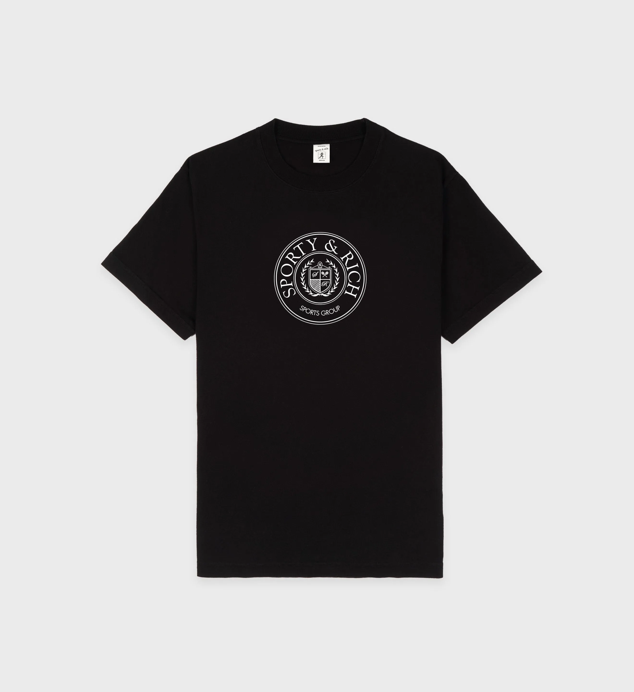 Connecticut Crest T-Shirt - Black/White sold by Sporty and Rich