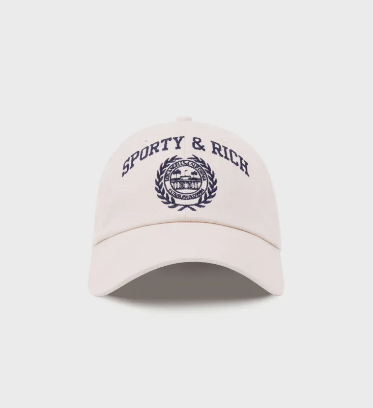 Varsity Crest Hat - Cream/Navy sold by Sporty and Rich