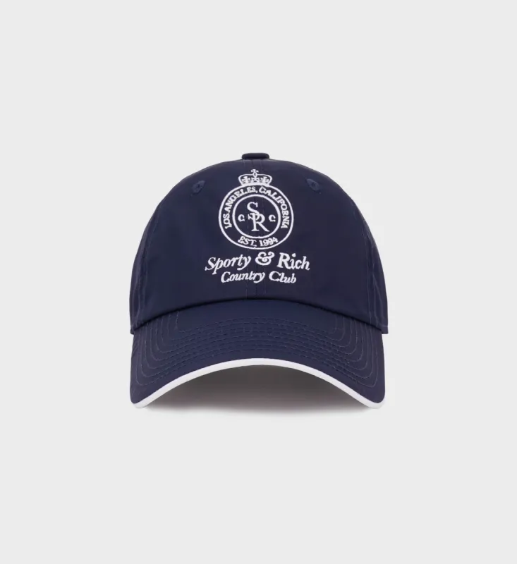 Crown Logo Nylon Hat - Navy/White sold by Sporty and Rich