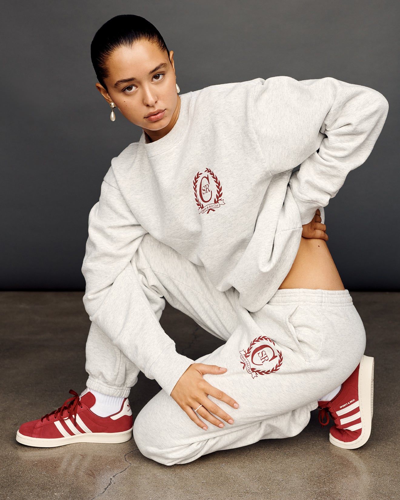 C Crest Sweatpant - Heather Gray/Merlot sold by Sporty and Rich product image thumbnail 5