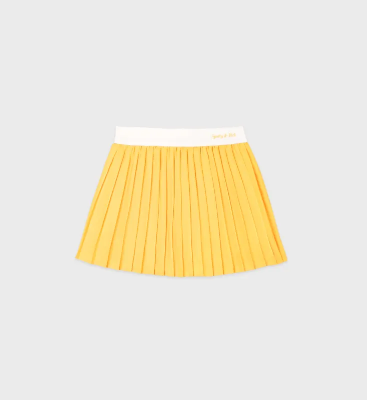 Classic Logo Pleated Tennis Skirt - Yellow/White sold by Sporty and Rich