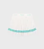 Serif Logo Pleated Skirt - Coconut/Caribbean sold by Sporty and Rich