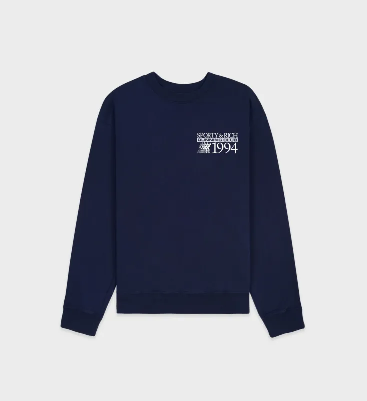 Finish Line Crewneck - Navy/White sold by Sporty and Rich