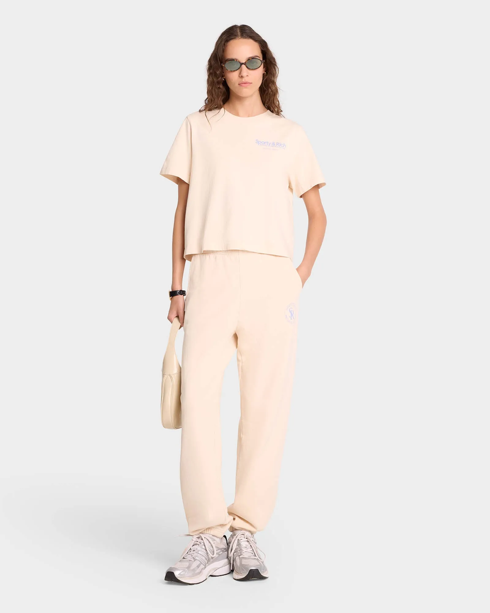 Club Logo Cropped Tee - Cream/Sky Blue sold by Sporty and Rich product image thumbnail 3