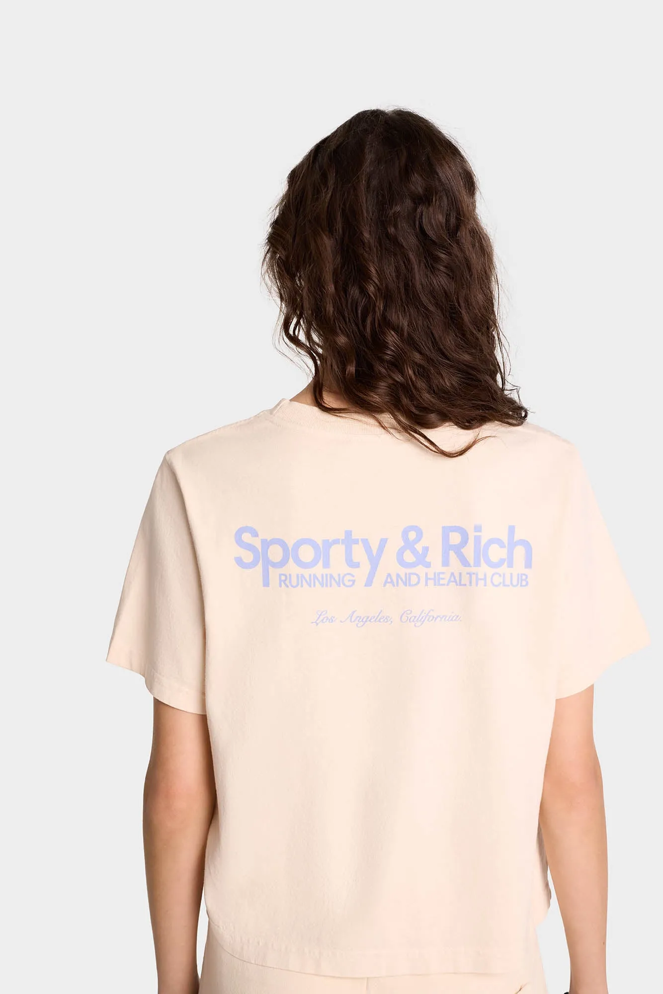 Club Logo Cropped Tee - Cream/Sky Blue sold by Sporty and Rich product image thumbnail 5