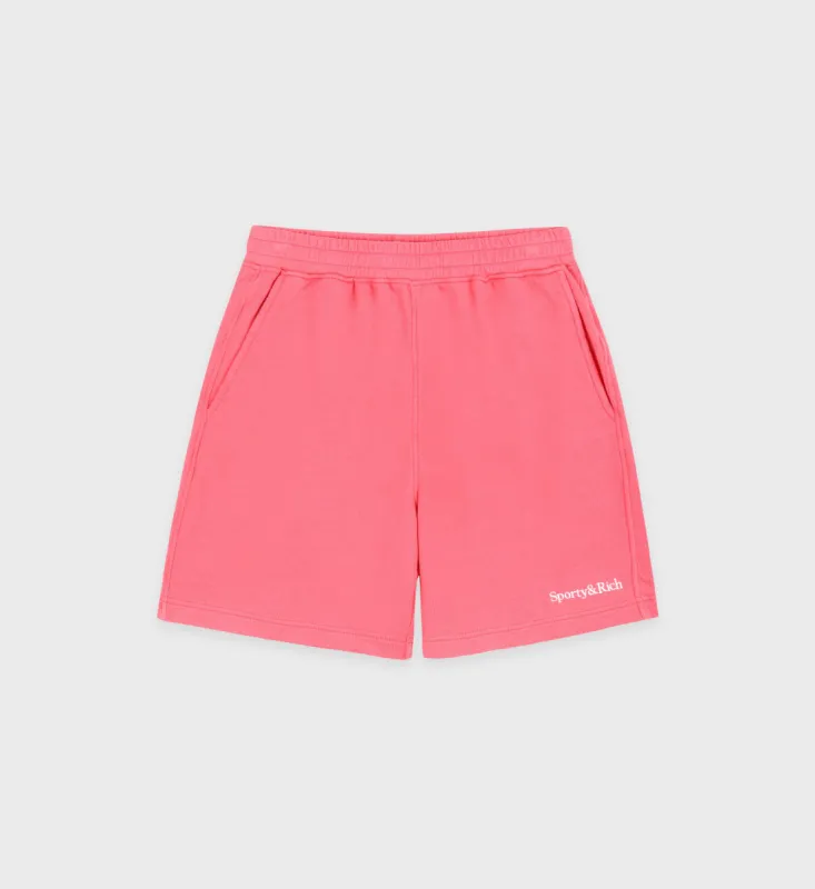 Serif Logo Soft Gym Short - Cotton Candy/White sold by Sporty and Rich