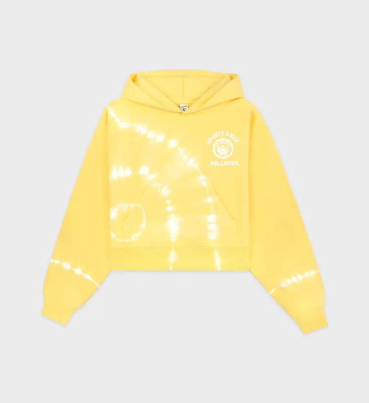 Emblem Cropped Hoodie - Sunshine Tie Dye sold by Sporty and Rich