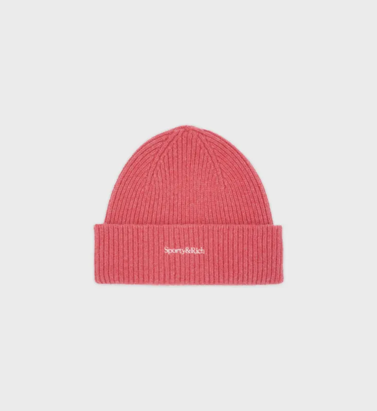 Serif Logo Beanie - Strawberry sold by Sporty and Rich