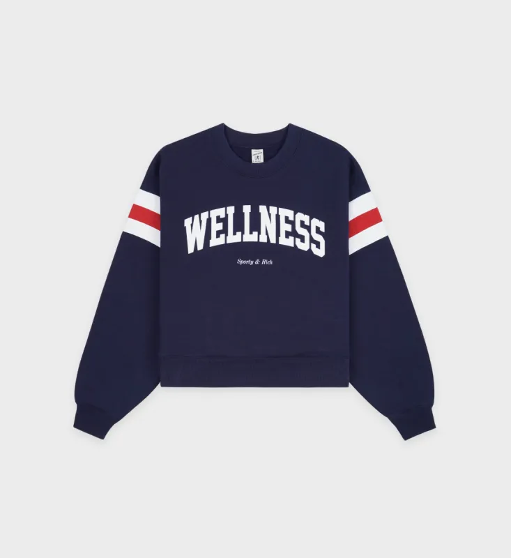 Wellness Ivy Rugby Crewneck - Navy/Red/White sold by Sporty and Rich