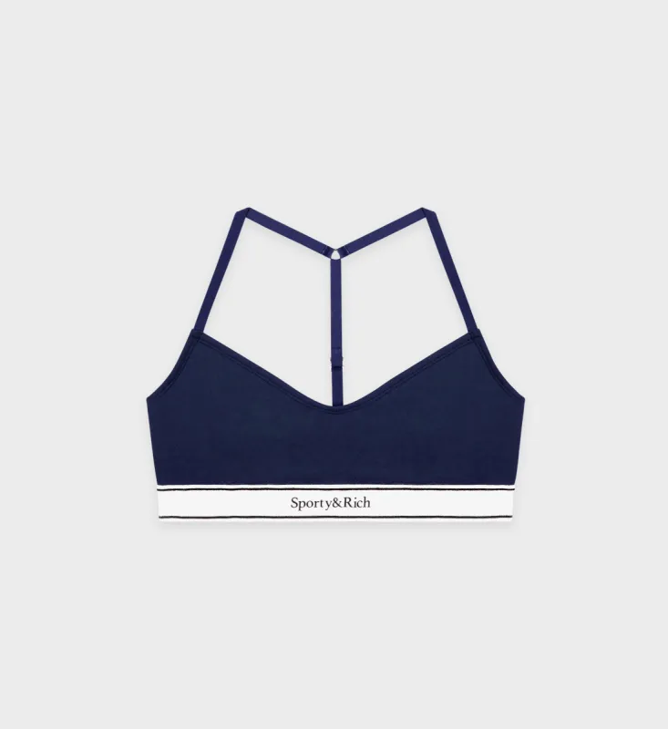 Serif Logo Sports Bralette - Navy sold by Sporty and Rich